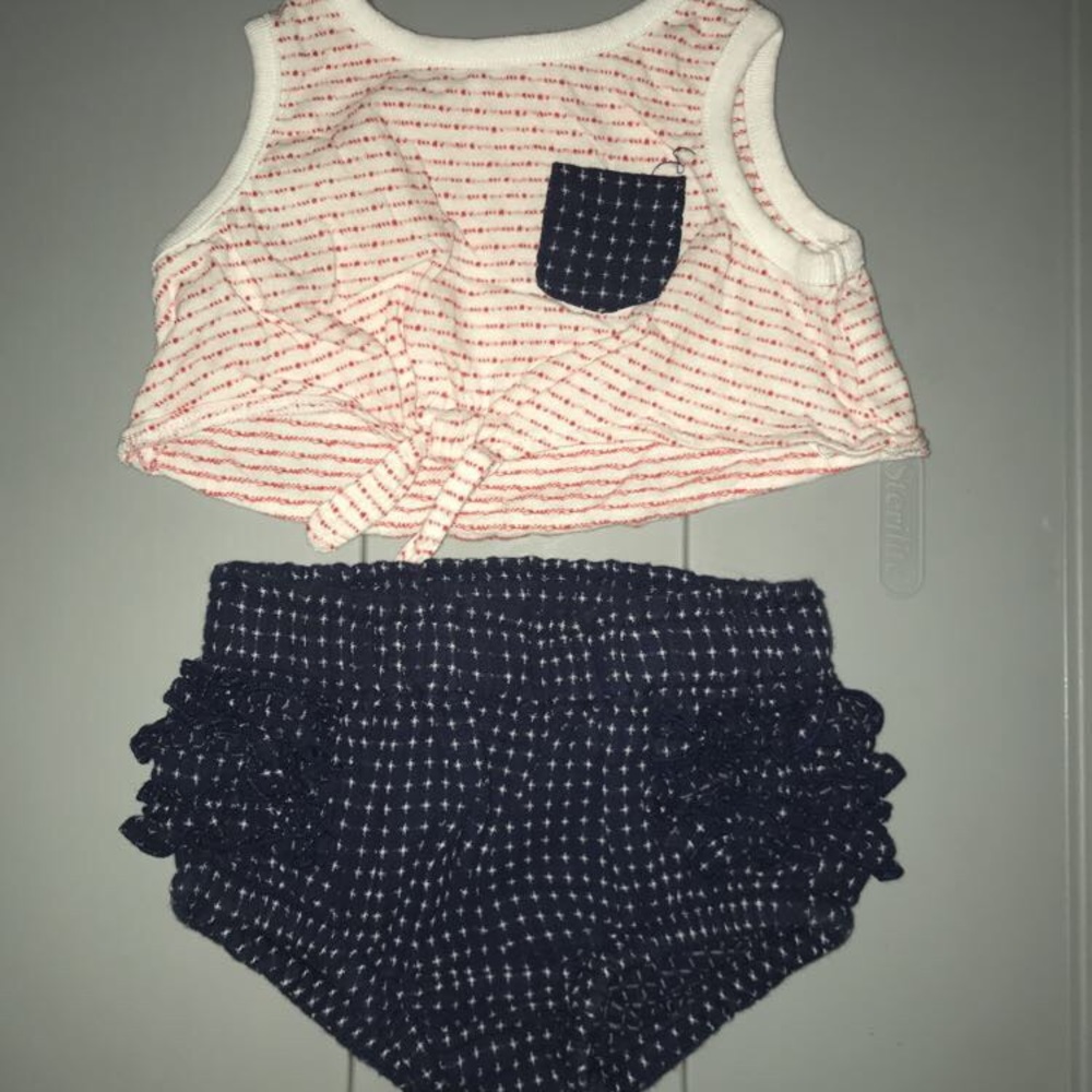 Red white and blue baby outfit